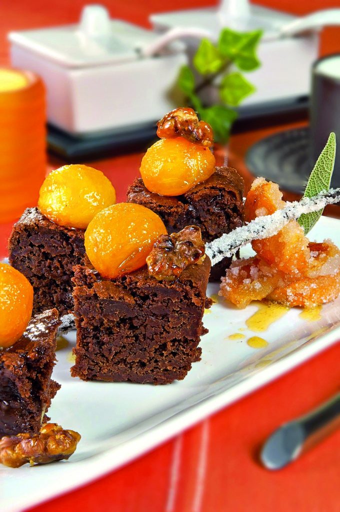 Brownies z kaki s ořechy